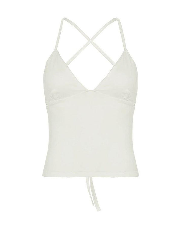 Cross Tie Backless V-Neck Cami Top - AnotherChill