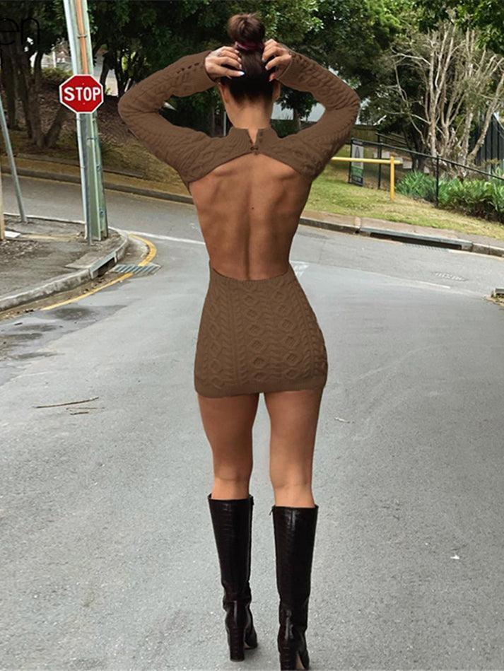 Cut Out Backless Sweater Midi Dress - AnotherChill