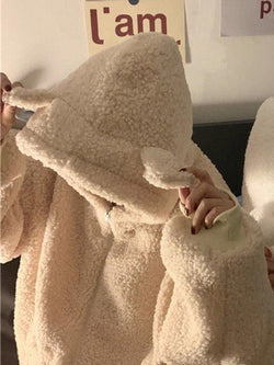 Cute Ear Hooded Zip Up Fleece Jacket - AnotherChill