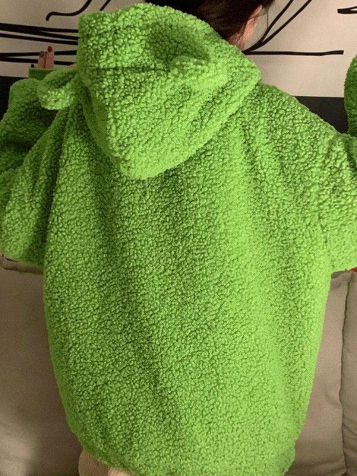 Cute Ear Hooded Zip Up Fleece Jacket - AnotherChill