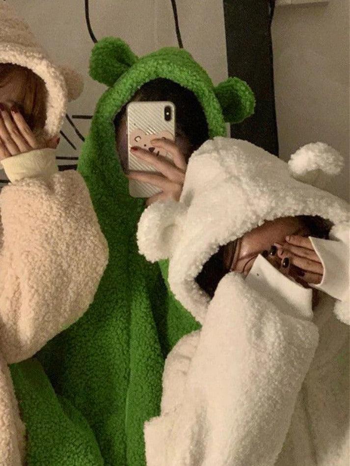 Cute Ear Hooded Zip Up Fleece Jacket - AnotherChill