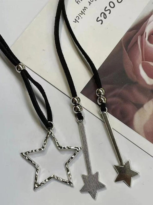 Cutout Star Pendant Velvet Design Necklace - AnotherChill