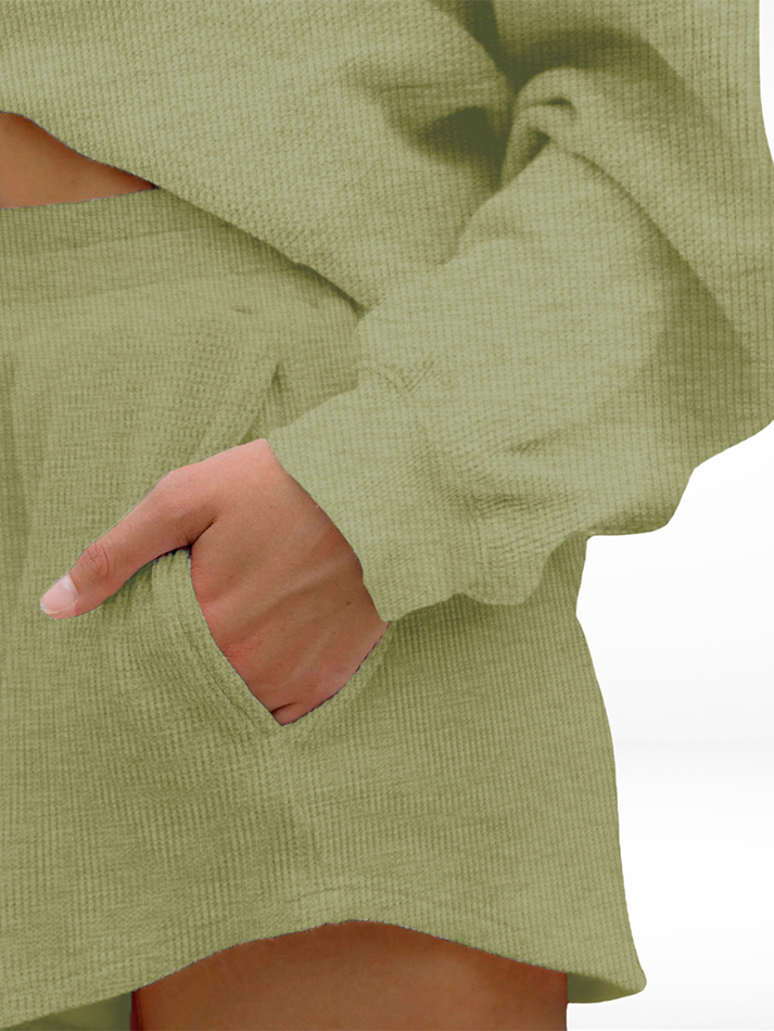 Oversized Long-Sleeve Waffle Knit Lounge Set