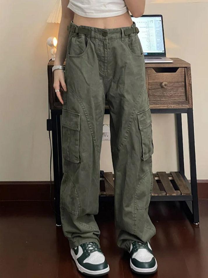 Straight Loose Casual Wide Leg Cargo Jeans - AnotherChill