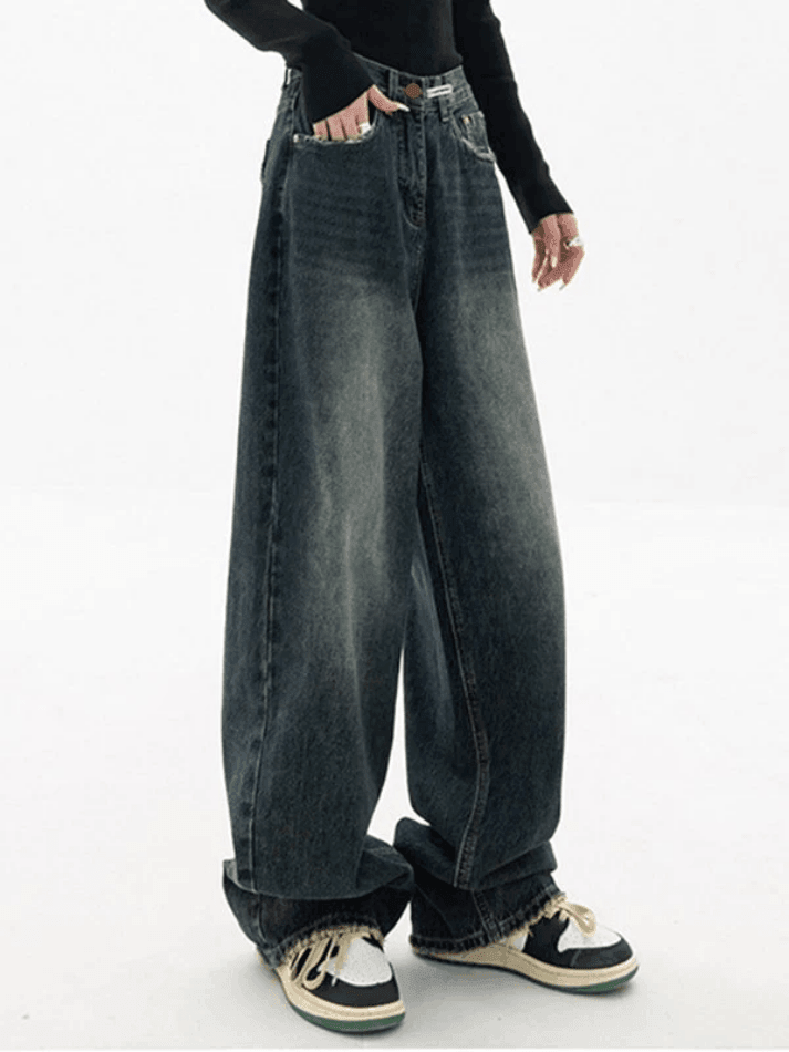 2024 Dark Wash Vintage Baggy Boyfriend Jeans Blue S in Jeans Online ...