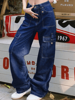 Dark Wash Vintage Cargo Jeans - AnotherChill