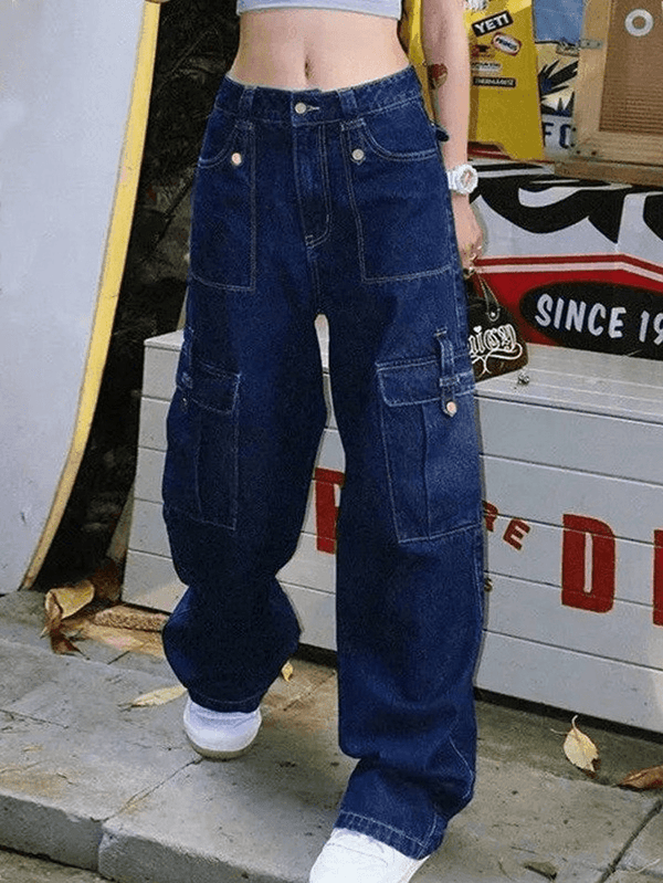 Dark Wash Vintage Cargo Jeans - AnotherChill