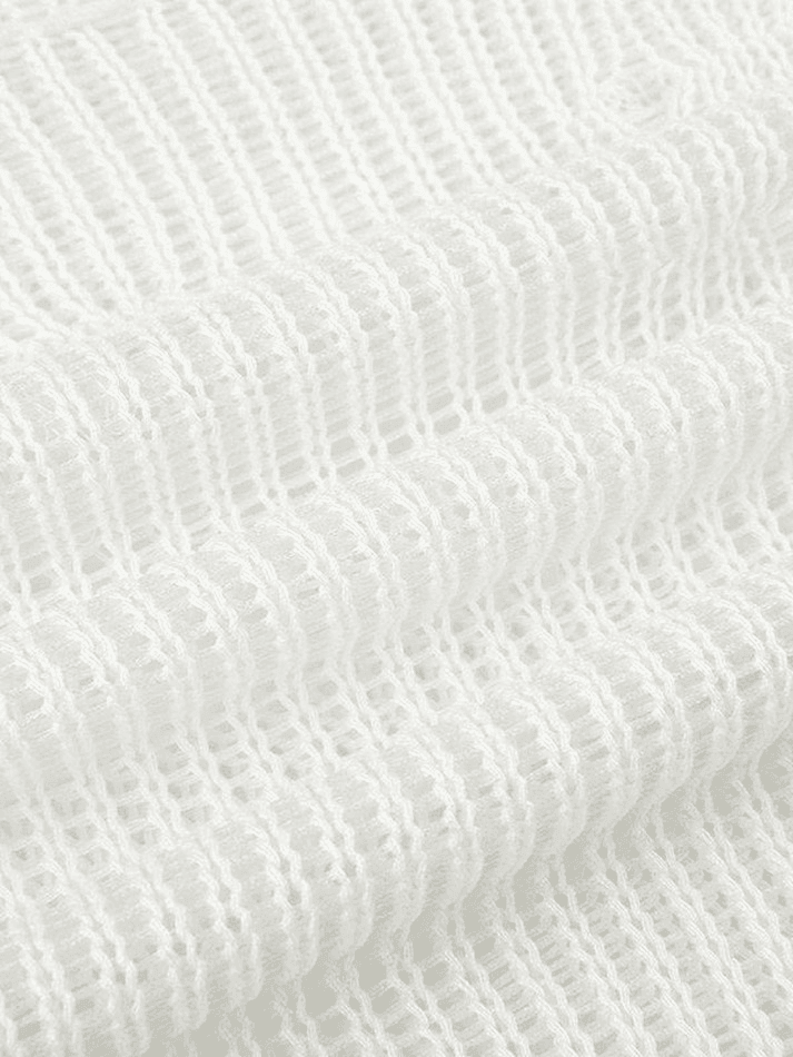 Distressed Crochet Knit Long Sleeve Crop Top - AnotherChill