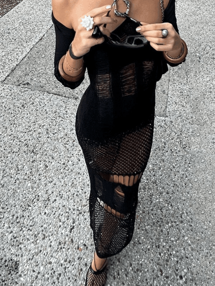 Distressed Halter Bodycon Maxi Dress – AnotherChill