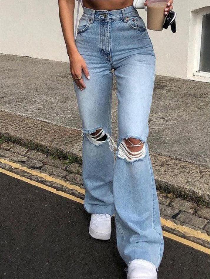 Distressed High Waist Ripped Jeans – AnotherChill