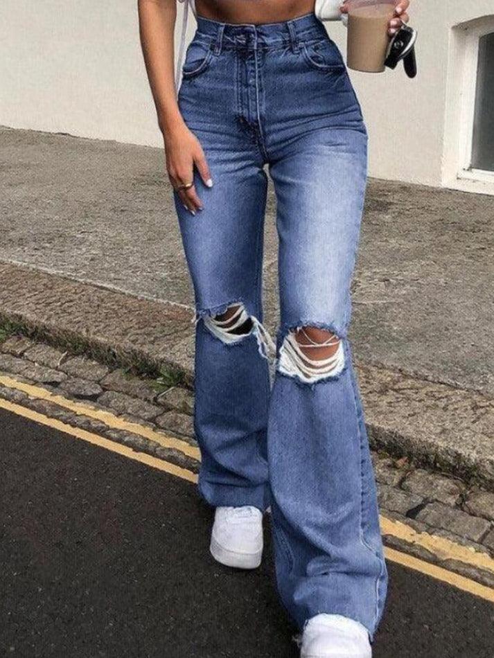 Distressed High Waist Ripped Jeans – AnotherChill