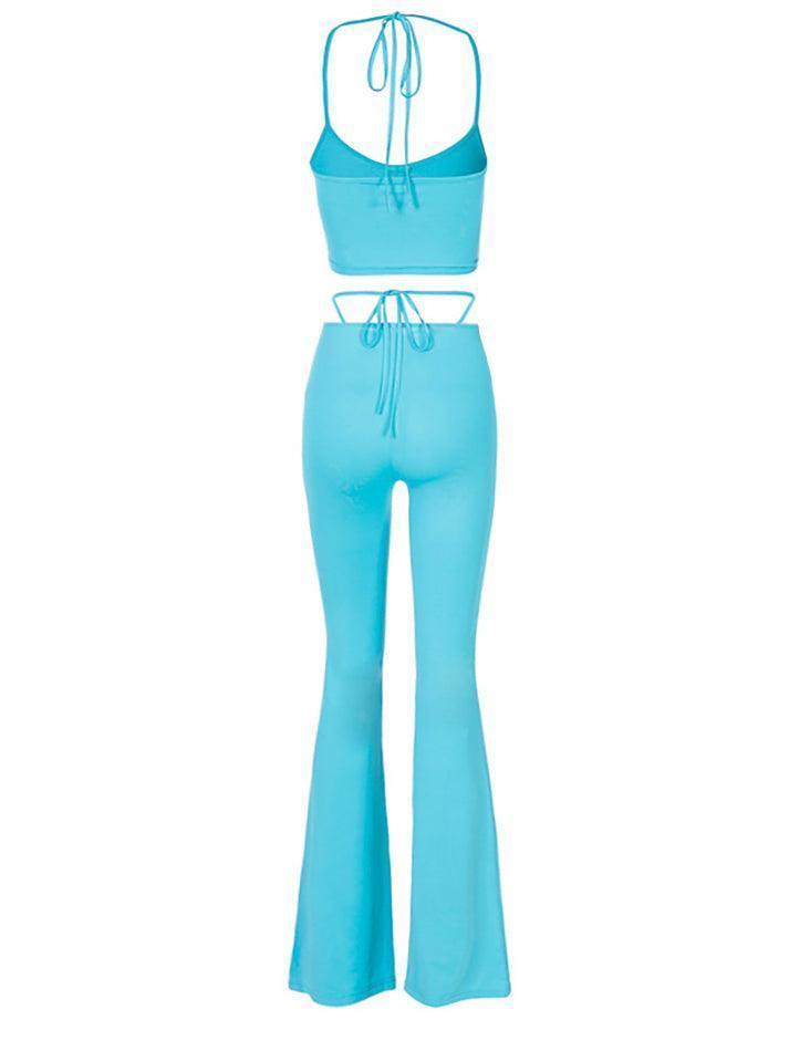 Drawstring Flare Leg Pants Set - AnotherChill