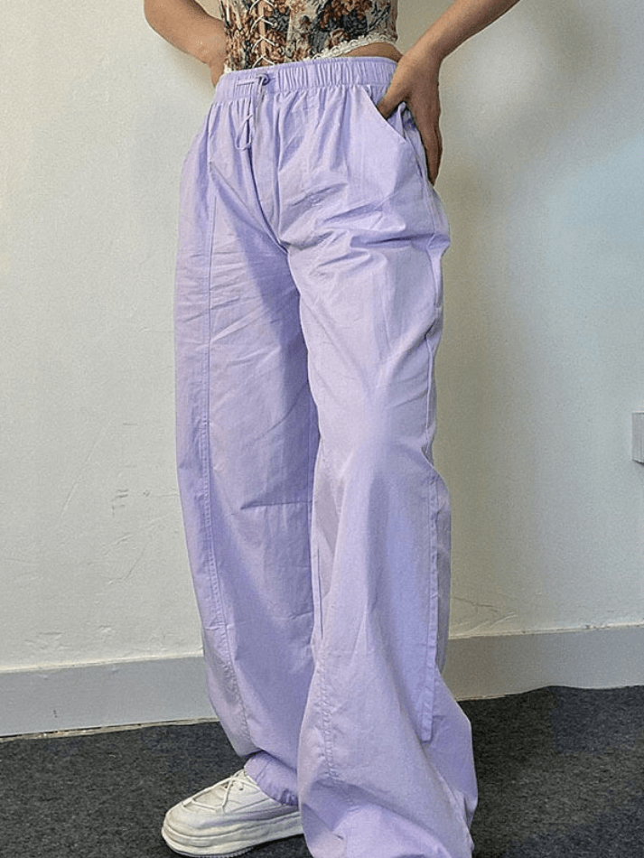 Drawstring Straight Wide Leg Pants - AnotherChill