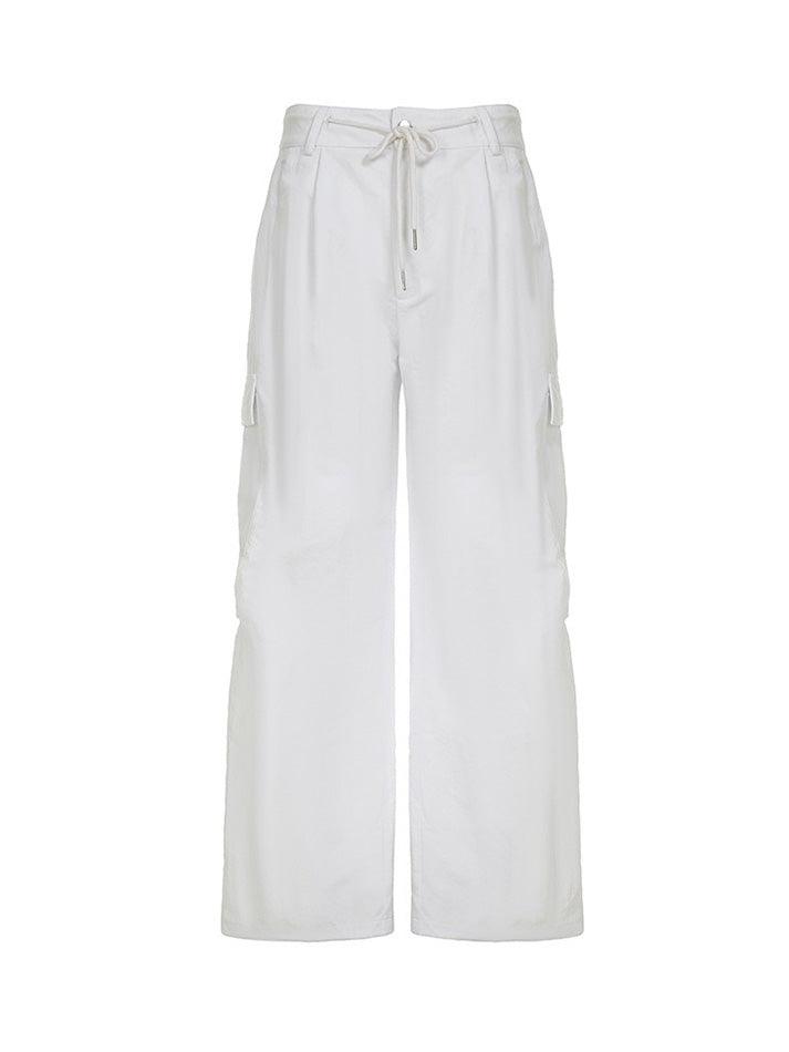 Drawstring Tie Low-Rise Multi-Pocket Cargo Pants - AnotherChill