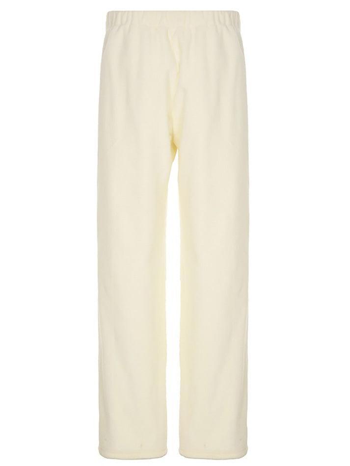 Drawstring Wide Leg Teddy Fleece Pants - AnotherChill