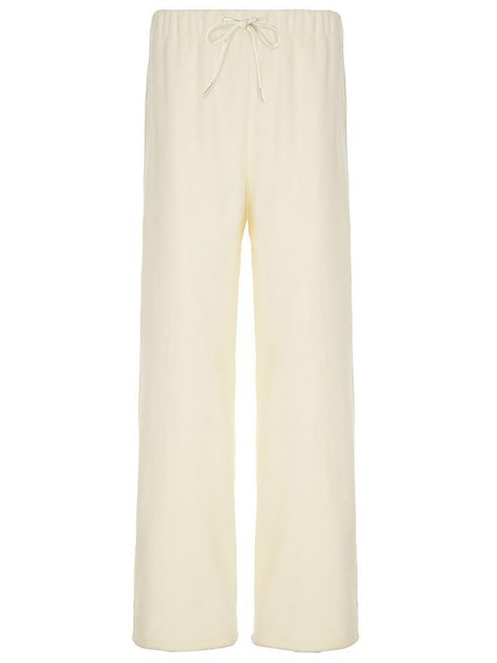 Drawstring Wide Leg Teddy Fleece Pants - AnotherChill