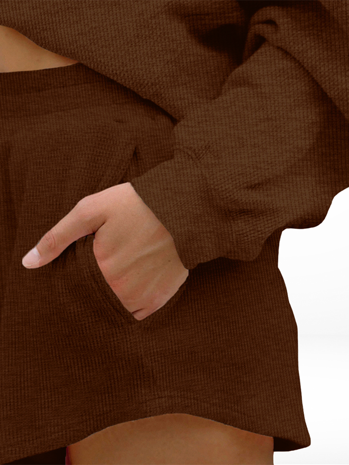 Oversized Long-Sleeve Waffle Knit Lounge Set