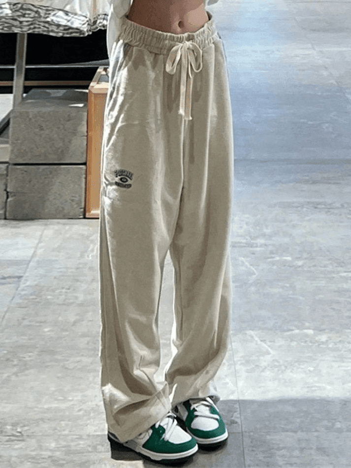 Embroidered Straight Leg Casual Sweatpants - AnotherChill