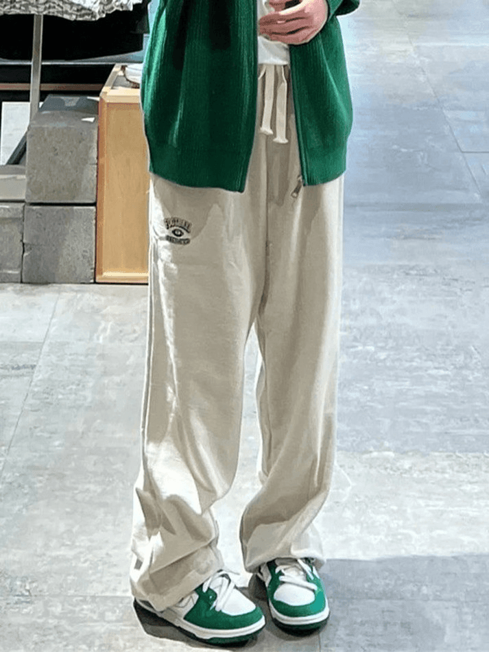 Embroidered Straight Leg Casual Sweatpants - AnotherChill