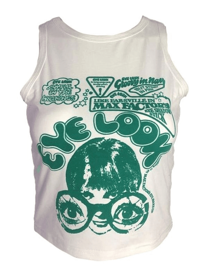 Eye Look Graphic Crop Tank Top - AnotherChill