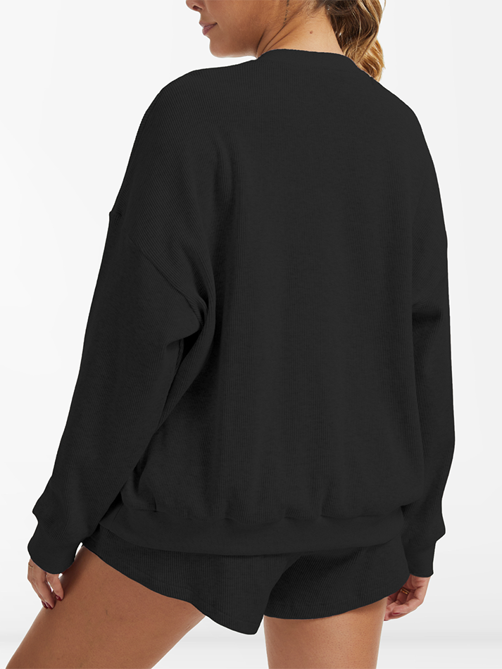 Oversized Long-Sleeve Waffle Knit Lounge Set