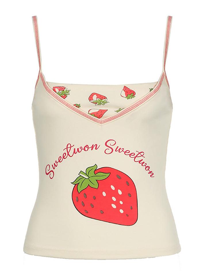 Strawberry Print Camisole Top - AnotherChill