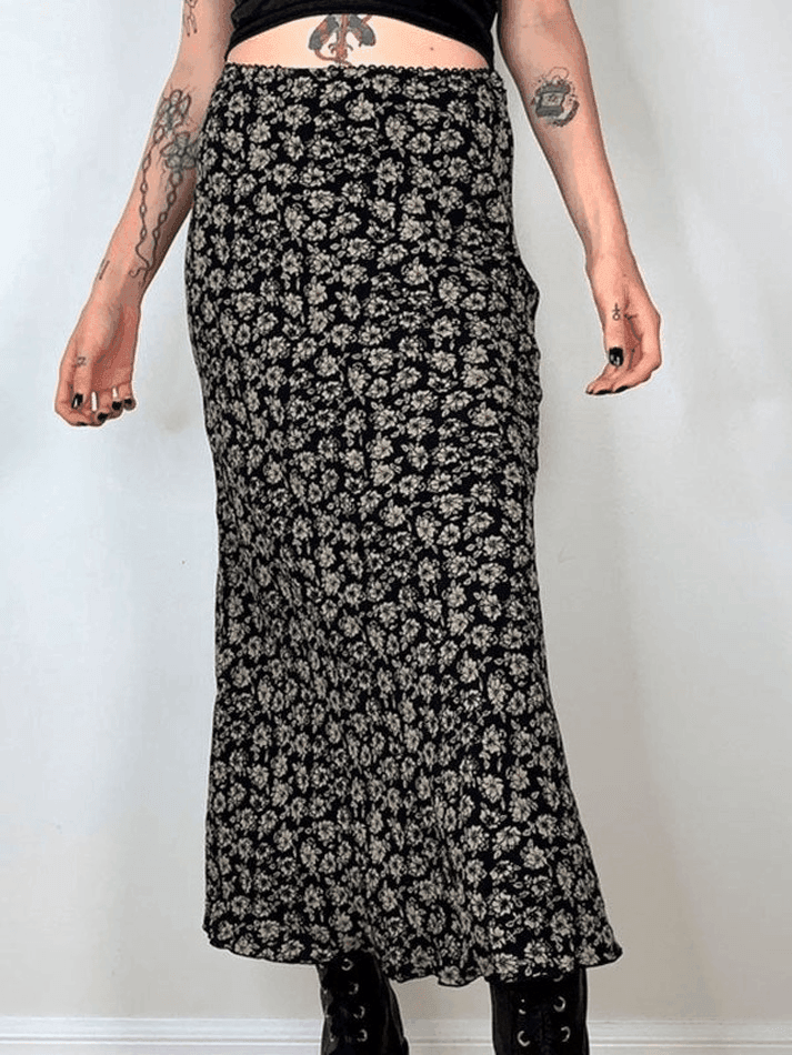 Floral Allover Midi Skirt - AnotherChill