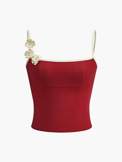 Floral Contrast Trim Bodycon Cami Top - AnotherChill