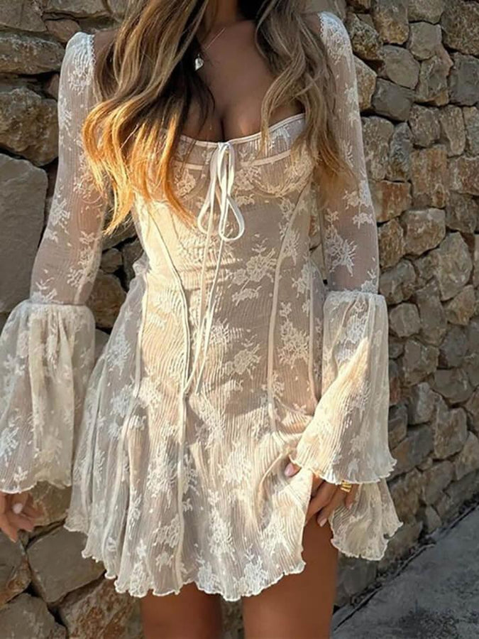 A-Line Mini Dress with Contrast Stitching - Modern City Chic main image 1