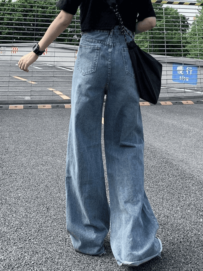 Frayed Detail High Waist Ripped Jeans - AnotherChill