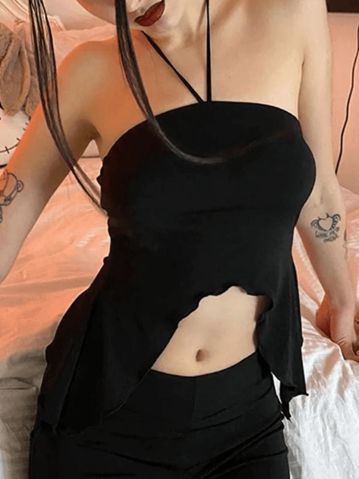 Fungus Navel Black Bandeau Top - AnotherChill