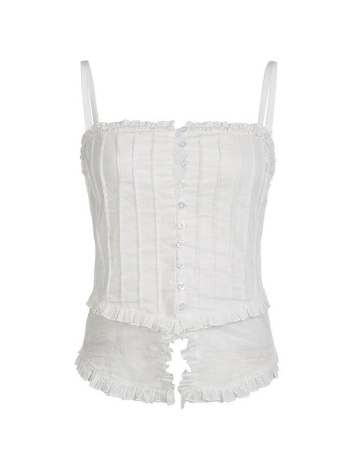 Fungus Pleated Breasted Slit Hem Cami Top - AnotherChill