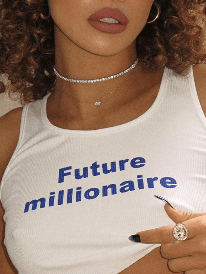 Future Millionaire Ribbed Cropped Tank Top - AnotherChill