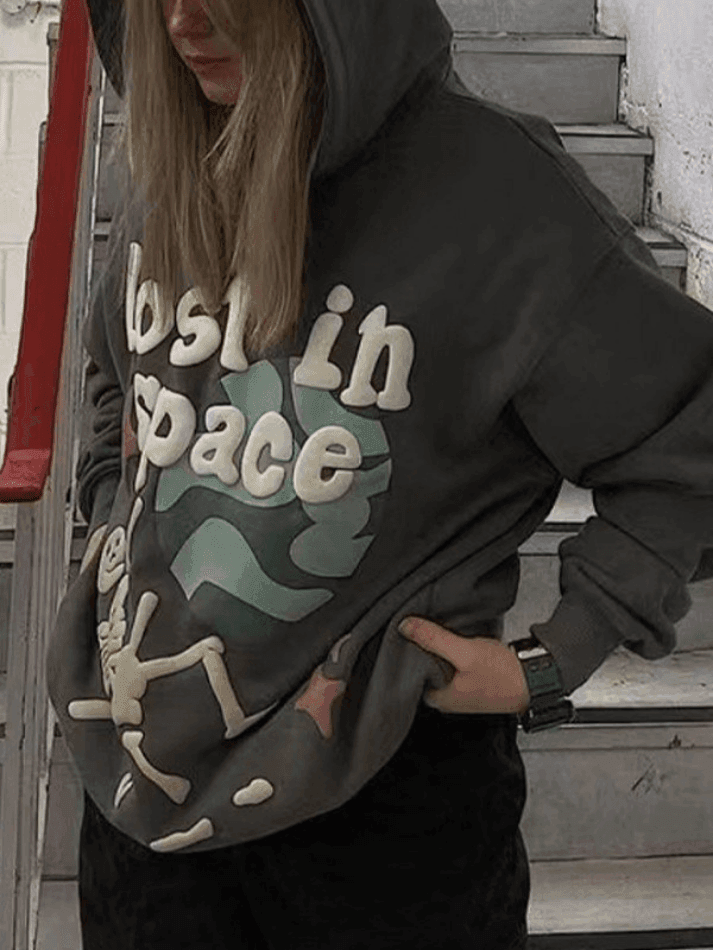 Graffiti Letter Skull Graphic Hoodie - AnotherChill