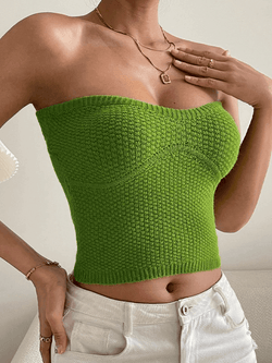 Green Knitted Bandeau Top - AnotherChill