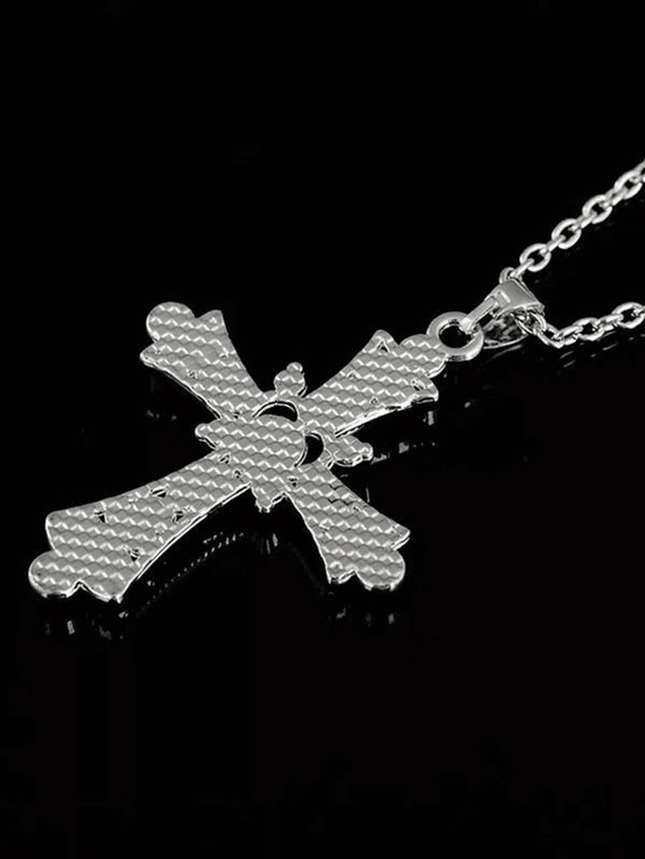 Grunge Rhinestone Cross Pendant Necklace - AnotherChill