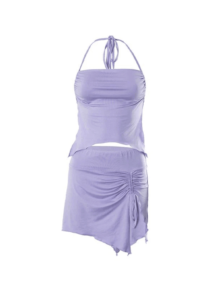Halter Tie Top Mini Skirt Set - AnotherChill