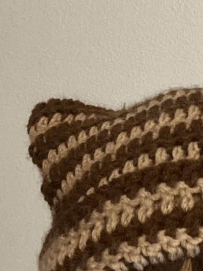 Hand Made Horn Detail Striped Knitted Hat - AnotherChill