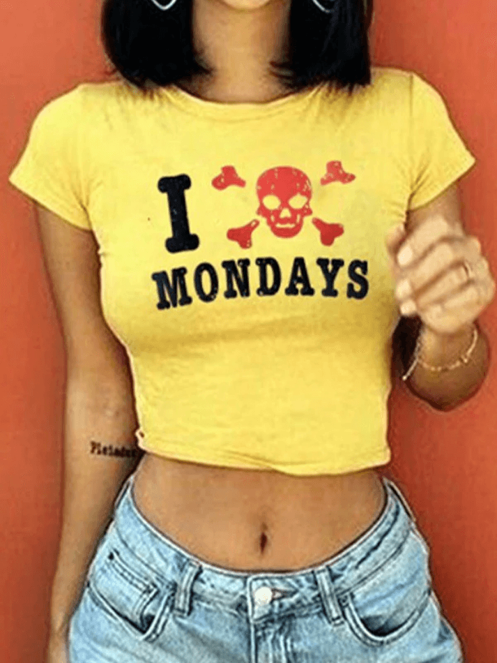 Hate Monday Printed Crop Top - AnotherChill