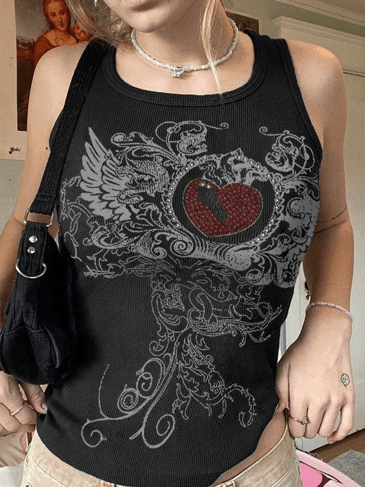 Heart Rhinestone Rib Crop Tank Top – AnotherChill