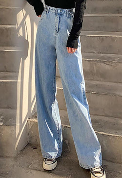 2024 High Waist Baggy Boyfriend Jeans Blue M in Jeans Online Store ...