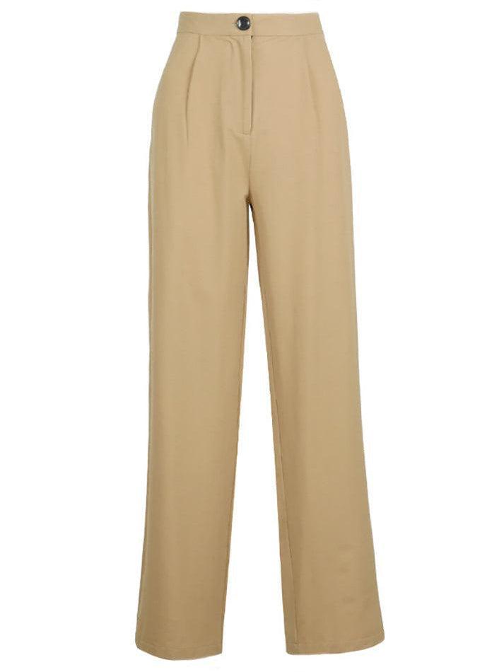 High Waist Solid Straight Pants - AnotherChill
