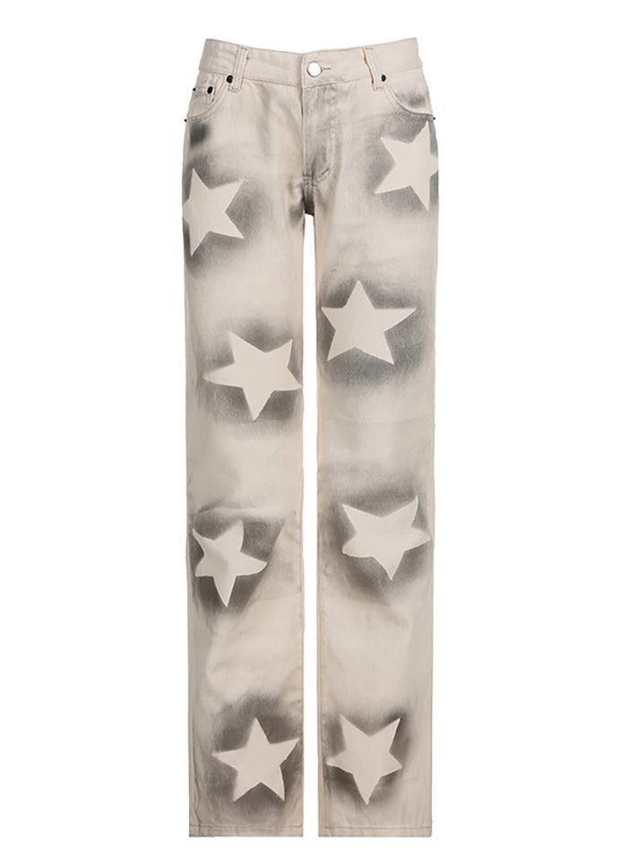 2023 High Waisted Clashing Star Jeans White S in Jeans Online Store ...
