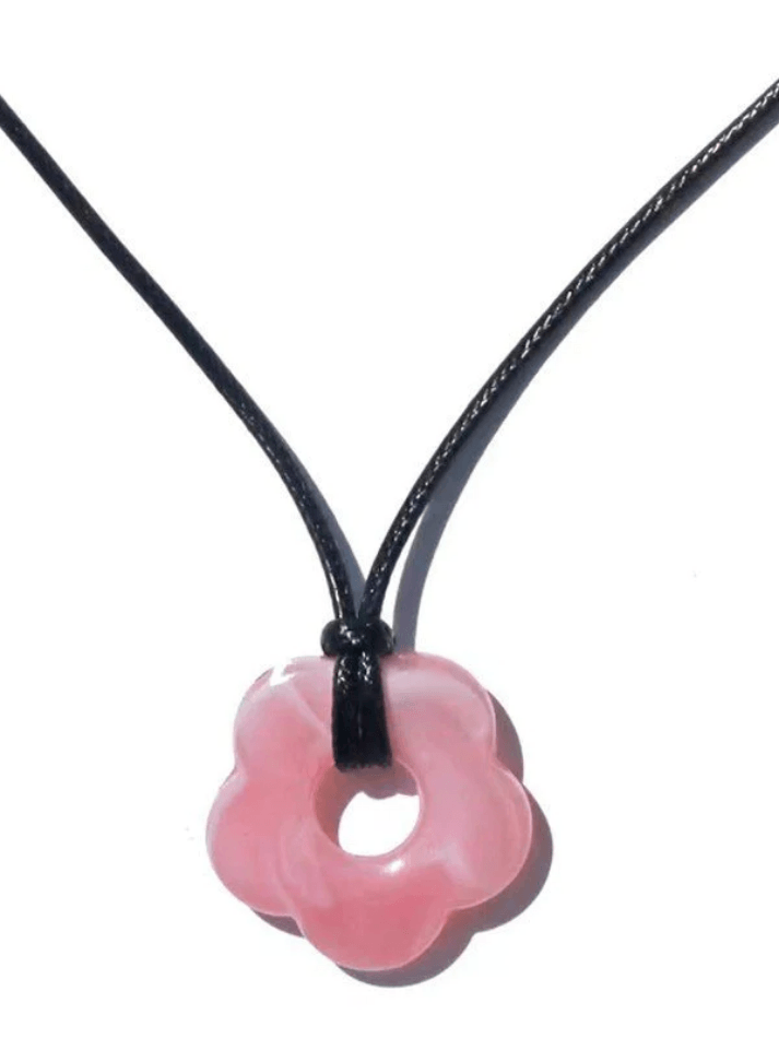 Hollow Out Flower Pendant Rope Necklace - AnotherChill