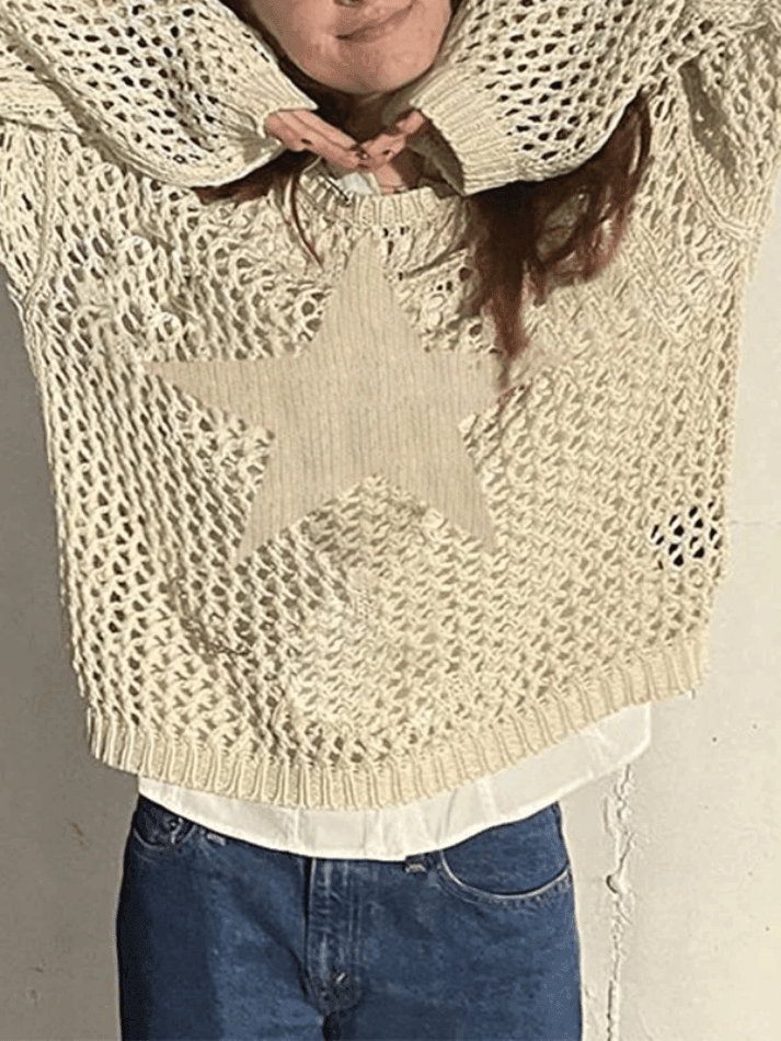 Hollow Out Star Crochet Knit Top - AnotherChill