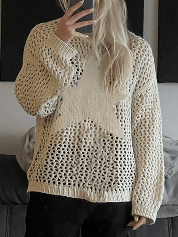 Hollow Out Star Crochet Knit Top - AnotherChill
