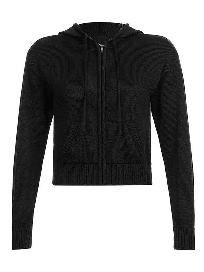 2023 Hooded Crop Knit Cardigan Beige S in Sweaters Online Store ...