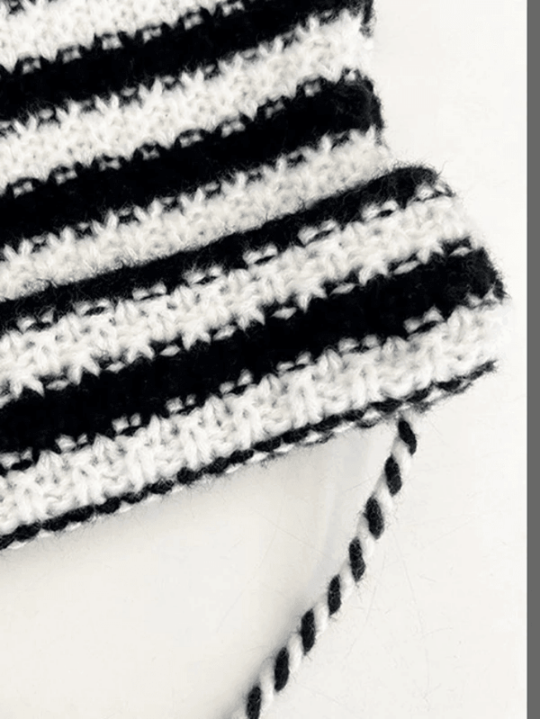 Horn Detail Striped Knitted Hat - AnotherChill