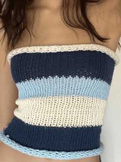 Knit Contrast Color Stripe Bandeau Top - AnotherChill