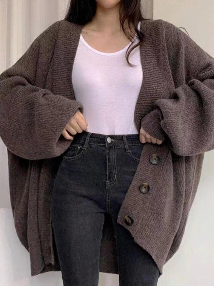 Knitted Button Down Long Cardigan - AnotherChill